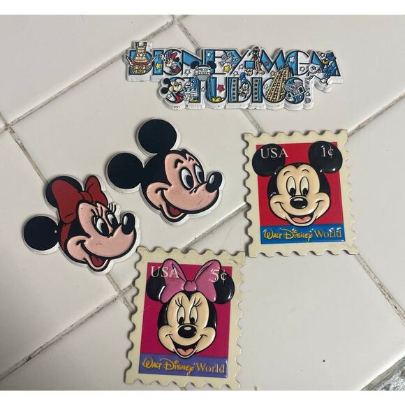 Vintage Disney Magnets Mickey Mouse Minnie Disney MGM Studios Lot of 5 Stamp - Picture 1 of 4